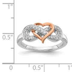 14k Two Tone Diamond Heart Infinity Symbol Ring