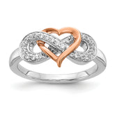 14k Two Tone Diamond Heart Infinity Symbol Ring