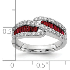 14k White Gold 5/8 carat Lab Grown Diamond VS/SI+ G+ and Lab Created Ruby Ring