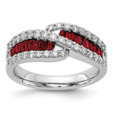 14k White Gold 5/8 carat Lab Grown Diamond VS/SI+ G+ and Lab Created Ruby Ring
