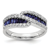 14k White Gold 5/8 carat Lab Grown Diamond VS/SI+ G+ and Lab Created Blue Sapphire Ring