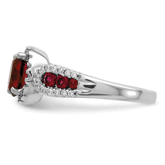 14k White Gold 1/3 carat Lab Grown Diamond VS/SI+ G+ and Oval Lab Created Ruby Ring