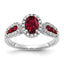 10k White Gold 1/3 carat Lab Grown Diamond VS/SI+ G+ and Oval Lab Created Ruby Ring, Size 7 - Sophia Jewelers