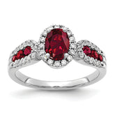 14k White Gold 1/3 carat Lab Grown Diamond VS/SI+ G+ and Oval Lab Created Ruby Ring