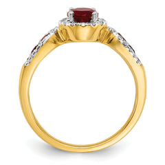 14k 1/3 carat Lab Grown Diamond VS/SI+ G+ and Oval Lab Created Ruby Ring