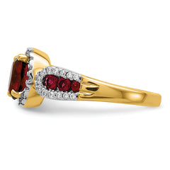 14k 1/3 carat Lab Grown Diamond VS/SI+ G+ and Oval Lab Created Ruby Ring