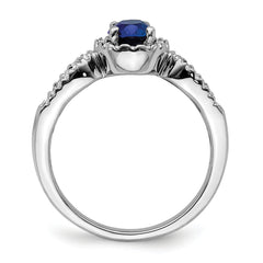 14k White Gold 1/3 carat Lab Grown Diamond VS/SI+ G+ and Oval Lab Created Blue Sapphire Ring