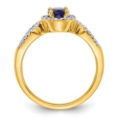14k 1/3 carat Lab Grown Diamond VS/SI+ G+ and Oval Lab Created Blue Sapphire Ring