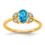 Oval Blue Topaz & Diamond Ring in 10K Yellow Gold (1/10 ct. tw.), Size 7 - Sophia Jewelers