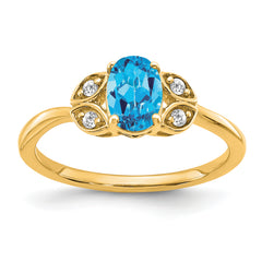10k Blue Topaz and Diamond Ring