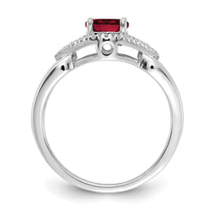 14k White Gold 1/10 carat Lab Grown Diamond VS/SI+ G+ and Lab Created Ruby Ring