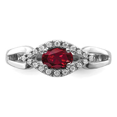 14k White Gold 1/10 carat Lab Grown Diamond VS/SI+ G+ and Lab Created Ruby Ring