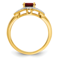 14k 1/10 carat Lab Grown Diamond VS/SI+ G+ and Lab Created Ruby Ring
