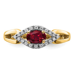 14k 1/10 carat Lab Grown Diamond VS/SI+ G+ and Lab Created Ruby Ring