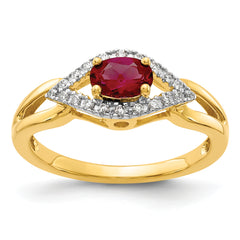 14k 1/10 carat Lab Grown Diamond VS/SI+ G+ and Lab Created Ruby Ring