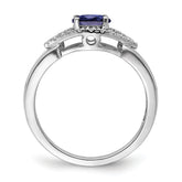 14k White Gold 1/10 carat Lab Grown Diamond VS/SI+ G+ and Lab Created Blue Sapphire Ring