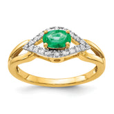10k Diamond and Emerald Ring