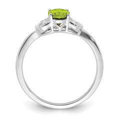 10k White Gold Peridot and Diamond Ring