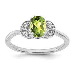 10k White Gold Peridot and Diamond Ring