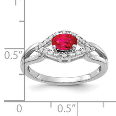 10k White Gold Diamond and Ruby Ring