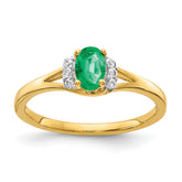 10k Diamond and Oval Emerald Ring