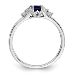14k White Gold 1/6 carat Lab Grown Diamond VS/SI+ G+ and Lab Created Blue Sapphire Ring