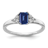 14k White Gold 1/6 carat Lab Grown Diamond VS/SI+ G+ and Lab Created Blue Sapphire Ring
