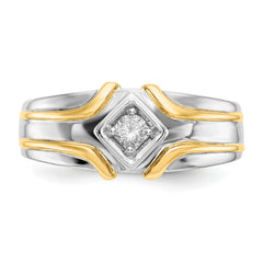 14k Two-tone Diamond Mens Ring
