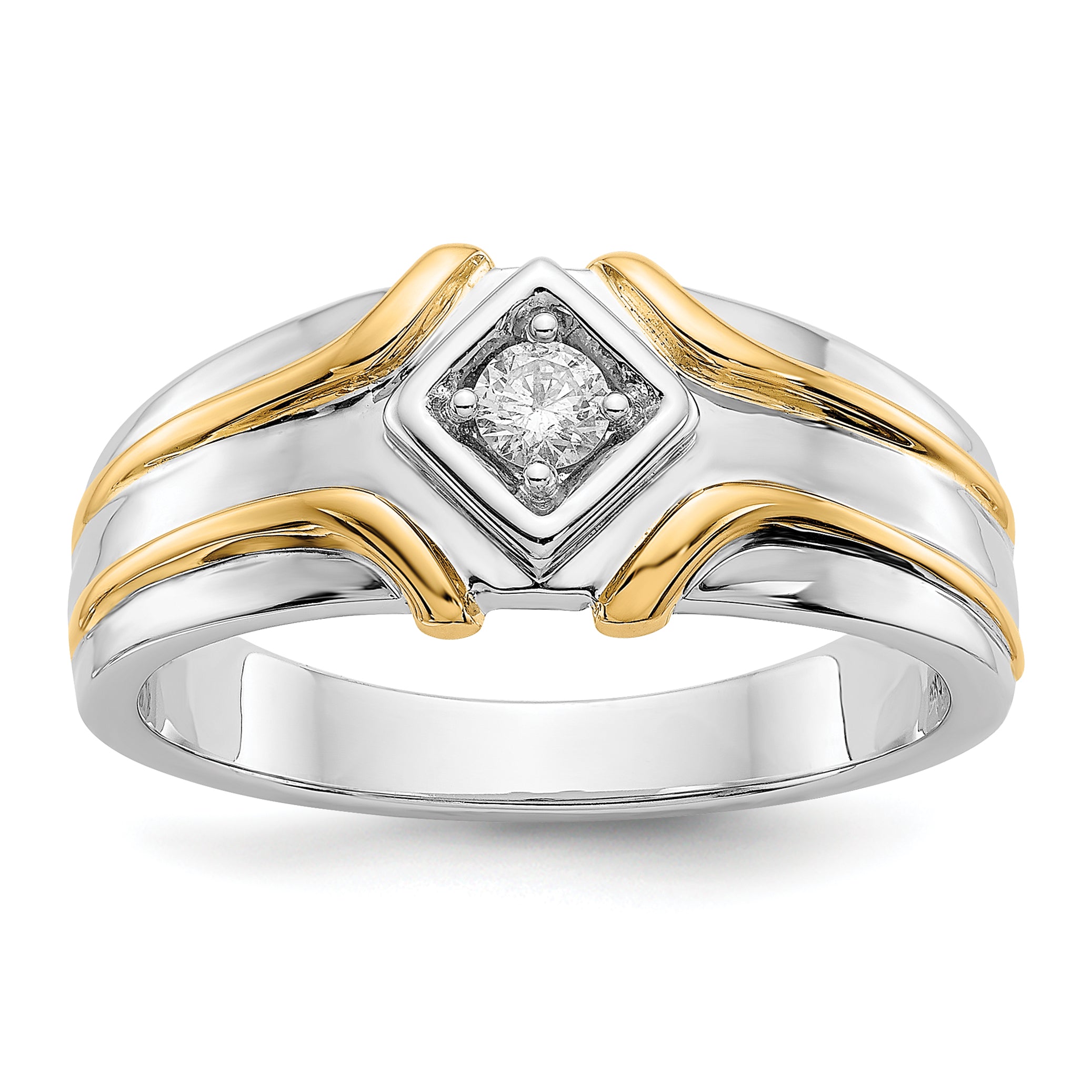 14k Two-tone Diamond Mens Ring