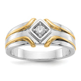 14k Two-tone Diamond Mens Ring