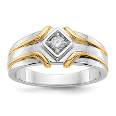 14k Two-tone Diamond Mens Ring