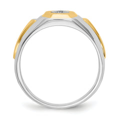 14k Two-tone Diamond Mens Ring