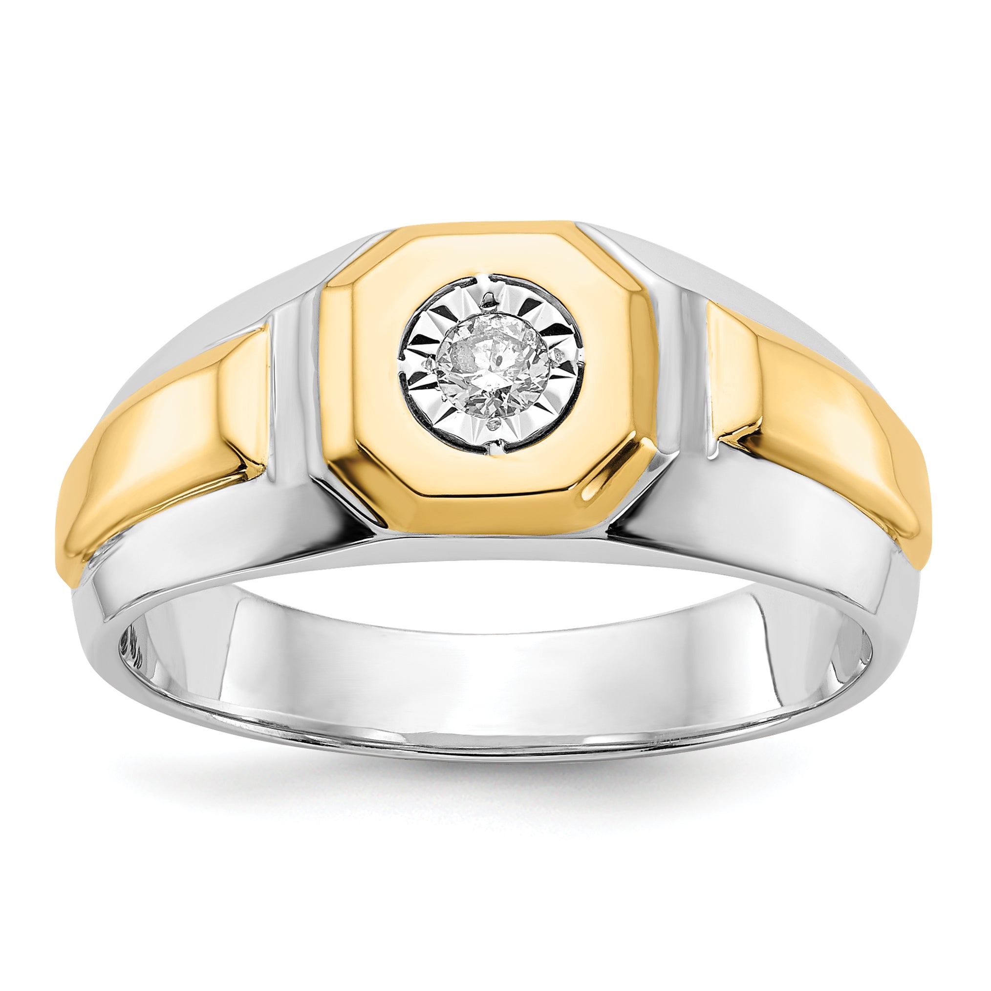 14k Two-tone Diamond Mens Ring