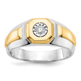 14k Two-tone Diamond Mens Ring