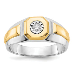 14k Two-tone Diamond Mens Ring