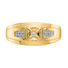 14k and Rhodium Diamond Mens Ring