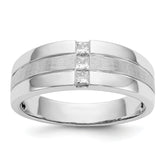 14k White Gold Mens Diamond Polished and Satin Ring