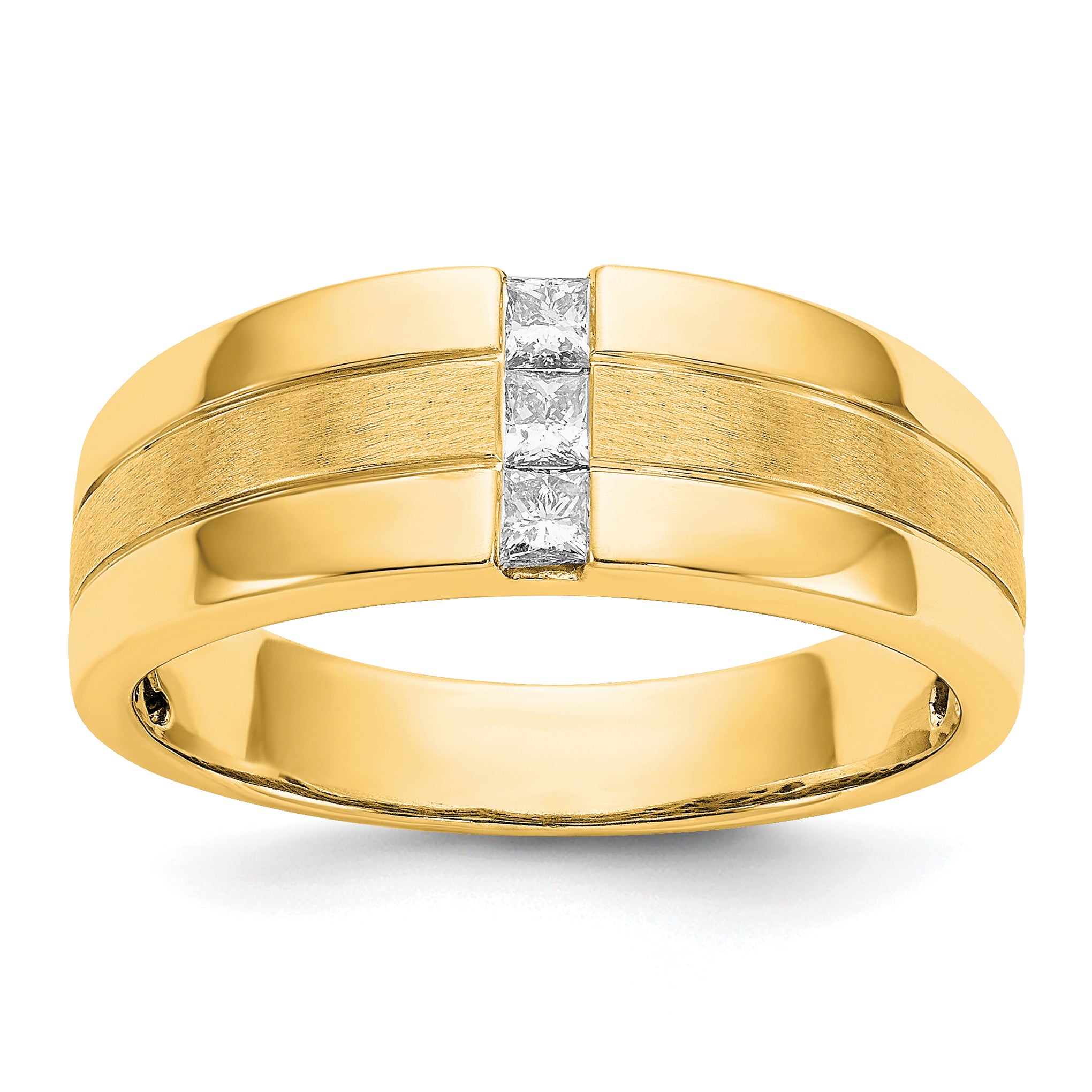 14k Mens Diamond Polished and Satin Ring