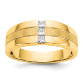 14k Mens Diamond Polished and Satin Ring