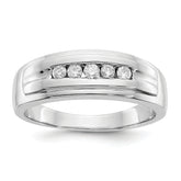 14k White Gold Diamond Mens 5-stone Ring