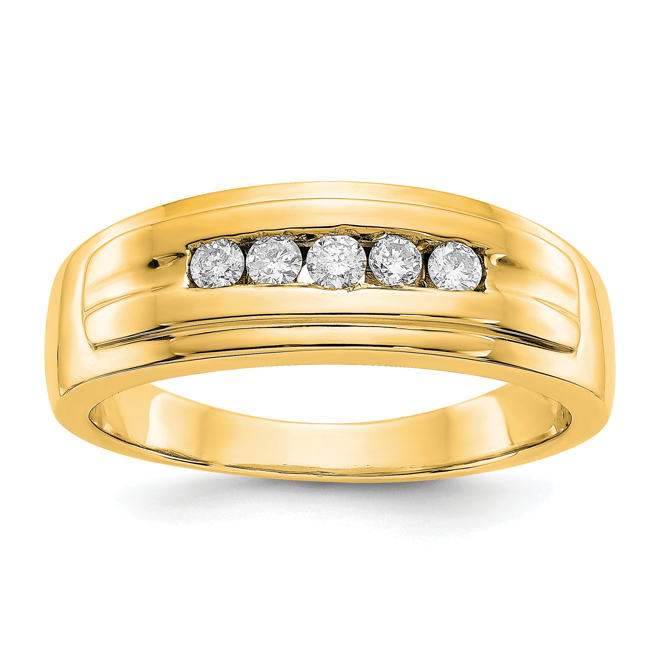 14k Diamond Mens 5-stone Ring