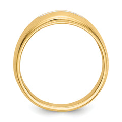 14k with Rhodium Diamond Mens Ring