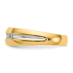 14k with Rhodium Diamond Mens Ring