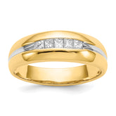 14k with Rhodium Diamond Mens Ring