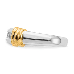 14k Two-tone Diamond Mens Ring