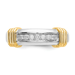 14k Two-tone Diamond Mens Ring