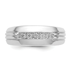 14k White Gold Diamond 5-stone Mens Ring
