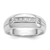 14k White Gold Diamond 5-stone Mens Ring