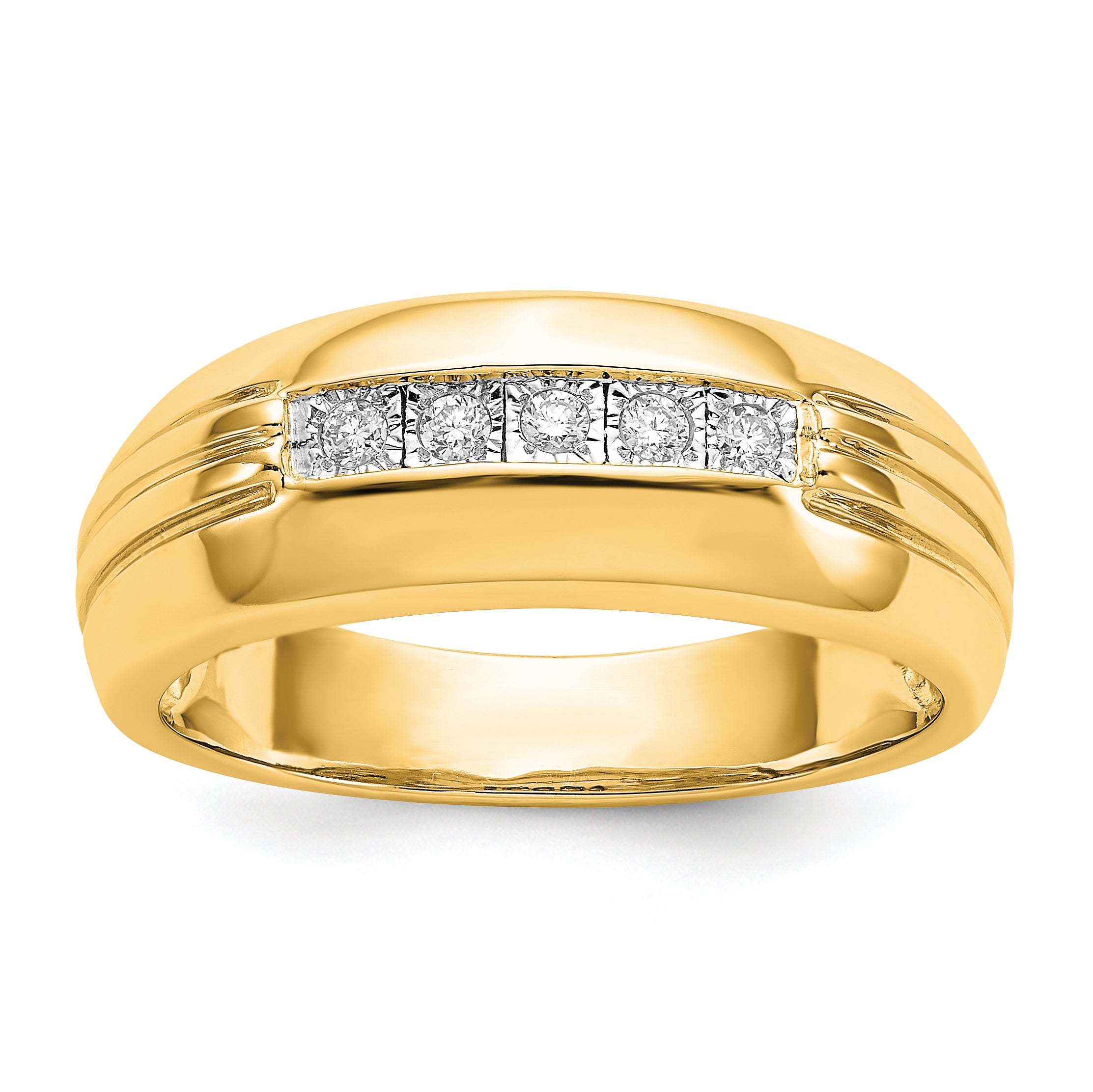 14k Diamond 5-stone Mens Ring
