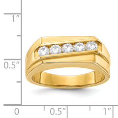 14k Diamond 5-stone Mens Ring